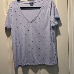 Splendid Women's Light Blue/Navy Star Print Top L